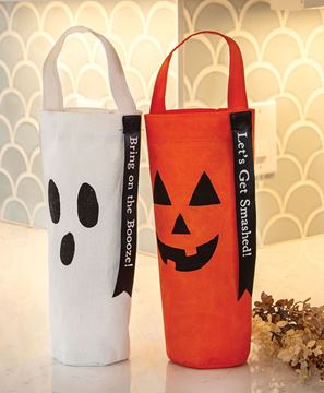 Picture of Halloween Friends Canvas Wine Bag, 2 Asstd.
