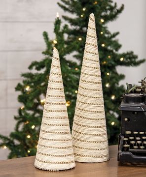 Picture of Diamond Wrapped Ivory Jute Cone Tree, 18"