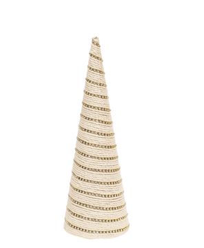 Picture of Diamond Wrapped Ivory Jute Cone Tree, 14"