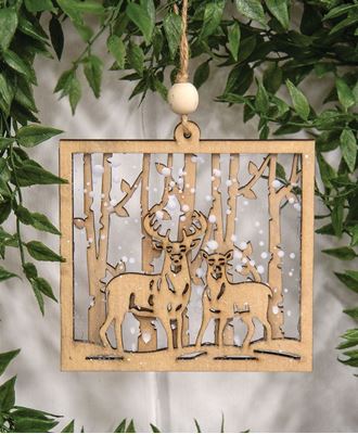 Picture of Snowy Winter Deer Forest Ornament