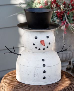 Picture of Distressed Painted Metal Top Hat Snowman