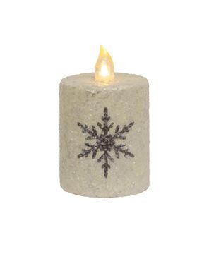 Picture of Glitter Snowflake Flicker Flame Timer Pillar, 2"x3"