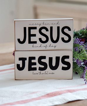 Picture of Jesus Kind of Day Block Sign, 2 Asstd.