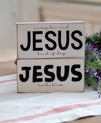 Picture of Jesus Kind of Day Block Sign, 2 Asstd.