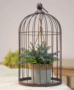 Picture of Wire Bird Cage with Jute and Cement Plant Holder, Large