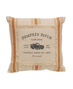 Picture of Pumpkin Patch Orange Ticking Stripe Pillow, 10" Sq.